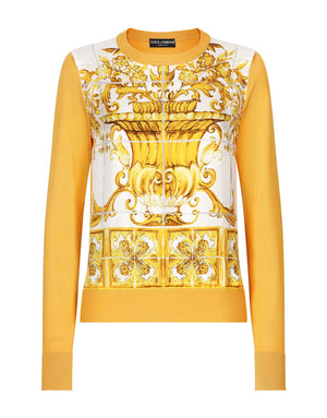 SILK PULLOVER WITH MAIOLICA PRINT