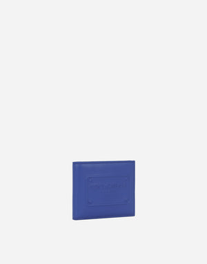 CALFSKIN BIFOLD WALLET WITH RAISED LOGO