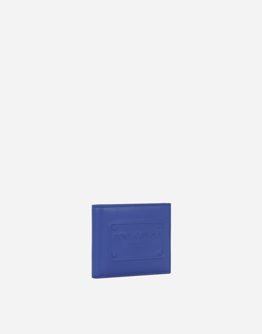 CALFSKIN BIFOLD WALLET WITH RAISED LOGO