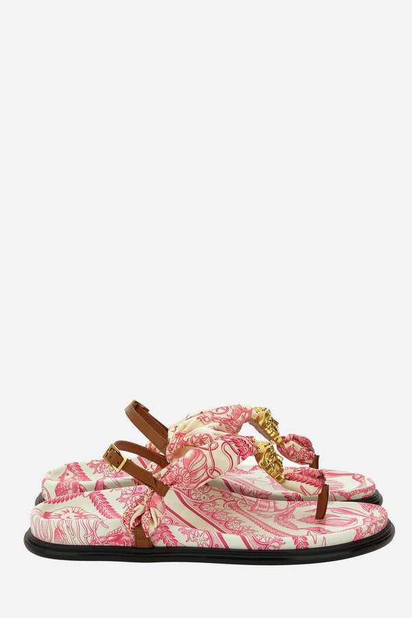 La Medusa Sandal T.10 In Fabric+Calf Leather