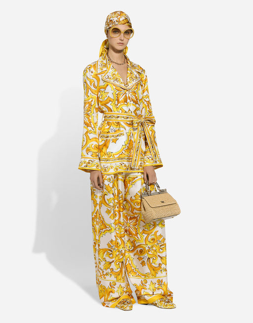 SILK TWILL PAJAMA SHIRT WITH MAJOLICA PRINT