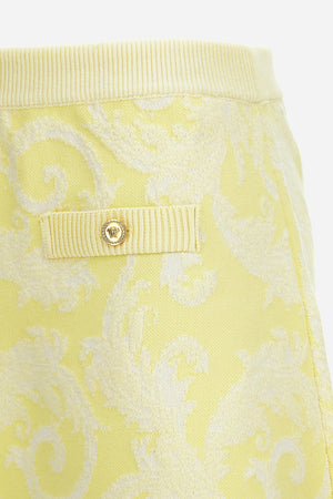 Knit Skirt In Barocco Leafy Viscose Blend Jacquard