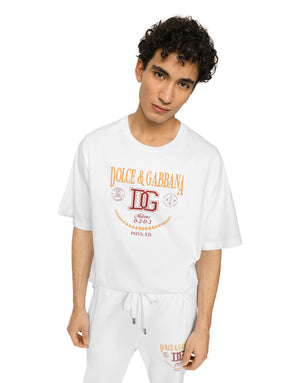 COTTON INTERLOCK T-SHIRT WITH DG LOGO PRINT