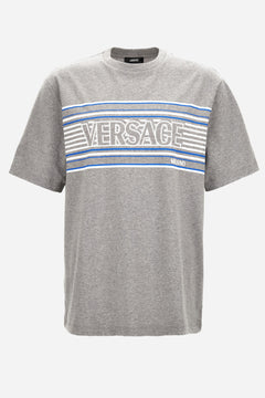 T-Shirt In Jersey Fabric-Stripe Versace Print