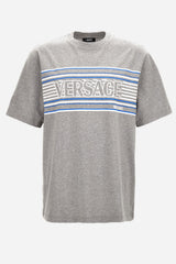 T-Shirt In Jersey Fabric-Stripe Versace Print
