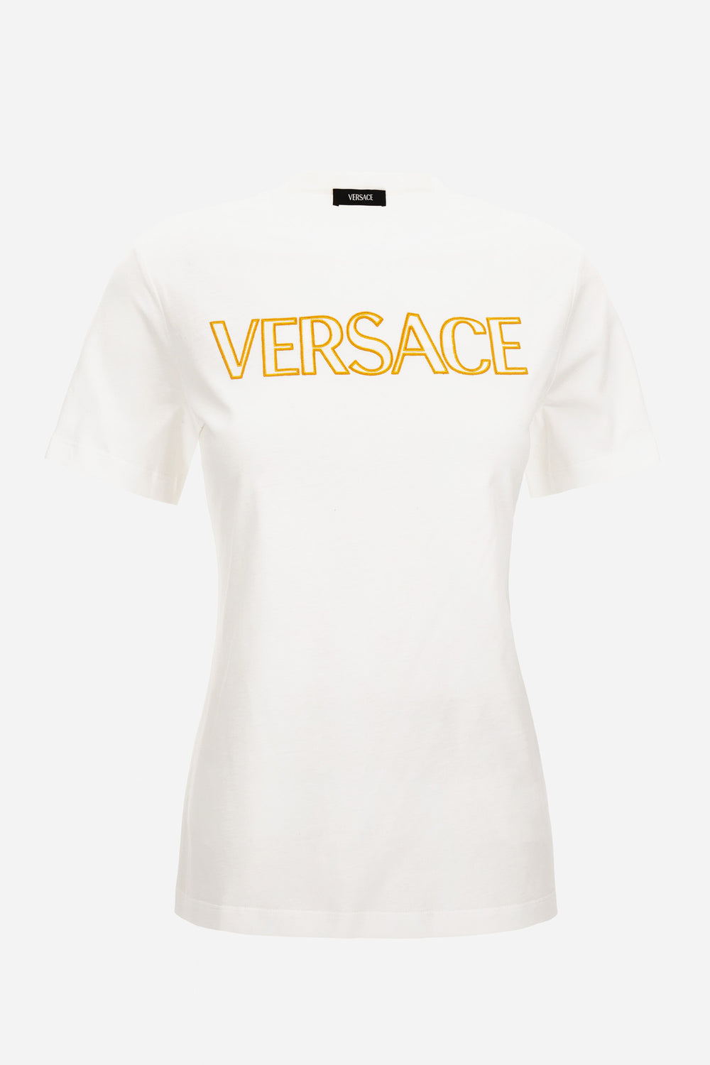 T-Shirt In Cotton Jersey Fabric With Versace Outline Embroidery
