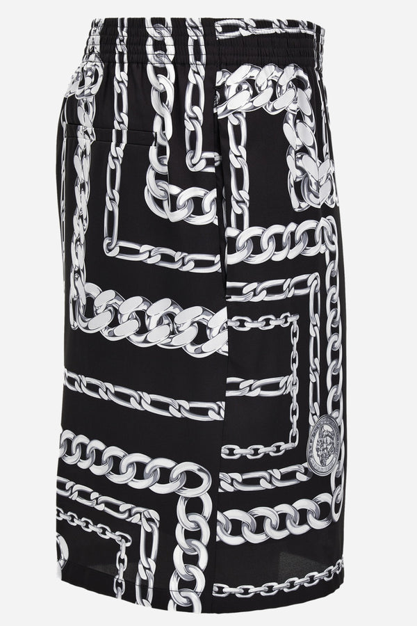 Shorts In Twill Poly  Medusa Chain Print Allover