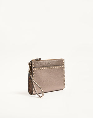 Pouch Rockstud In Vitello Granato Laminato
