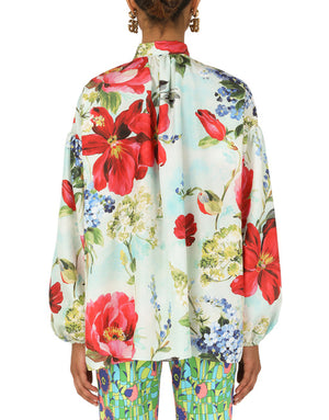 HABOTAI SHIRT WITH PICTORIAL GARDEN PRINT