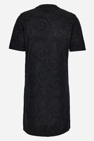 Knit Dress In Barocco Leafy Viscose Blend Jacquard