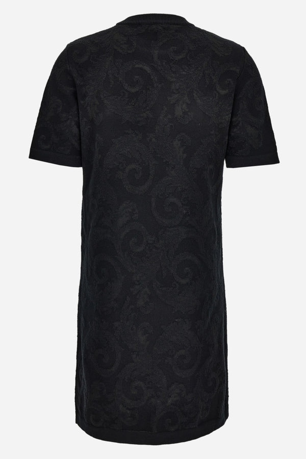 Knit Dress In Barocco Leafy Viscose Blend Jacquard