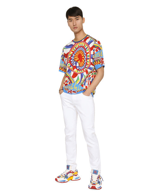 COTTON T-SHIRT WITH CARRETTO PRINT