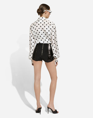 SILK TWILL SHIRT WITH POLKA DOT PRINT