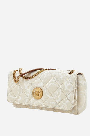 Icon Md Shoulder Bag In Jacquard Fabric-Calf Leather