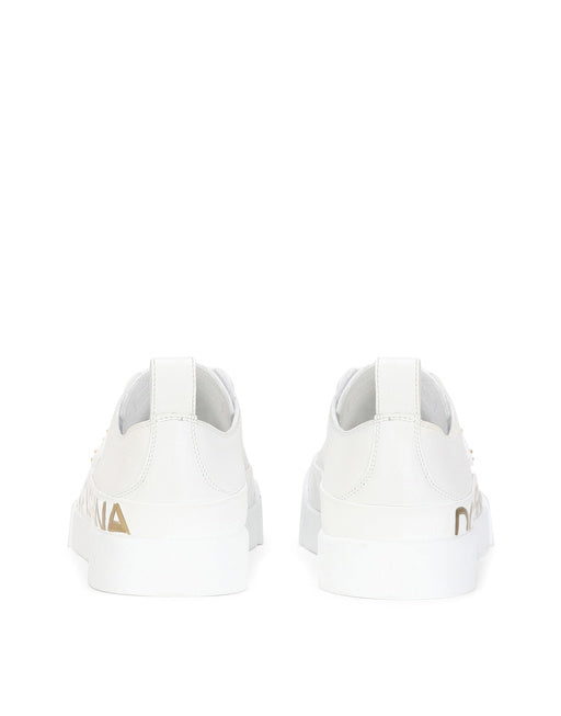 CALFSKIN PORTOFINO LIGHT SNEAKERS WITH LOGO-DETAILED PLATE AND LOGO PRINT