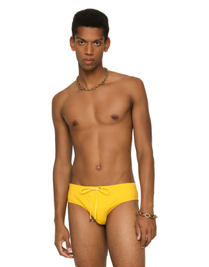 SWIM BRIEFS WITH HIGH-CUT LEG AND BRANDED REAR WAISTBAND