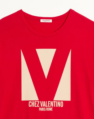 T-Shirt In Cotone Con Stampa Chez Valentino