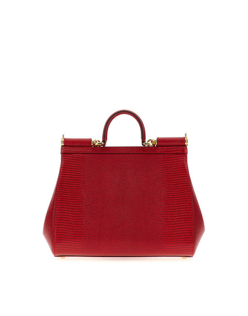 MEDIUM IGUANA PRINT CALFSKIN SICILY BAG WITH CRYSTAL DG LOGO PATCH