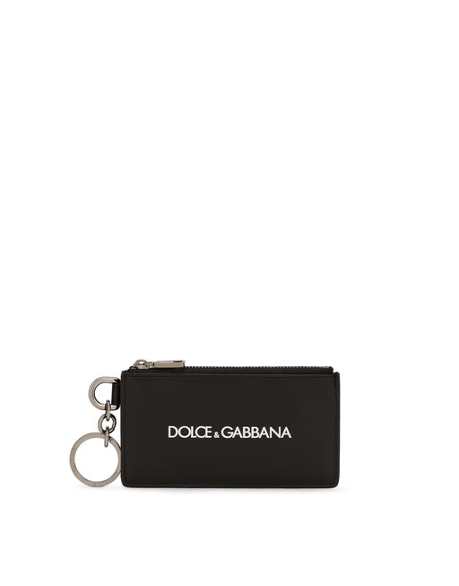 CALFSKIN CARD HOLDER WITH LOGO PRINT