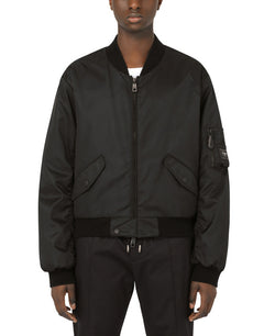 NYLON JACKET WITH BRANDED PLATE