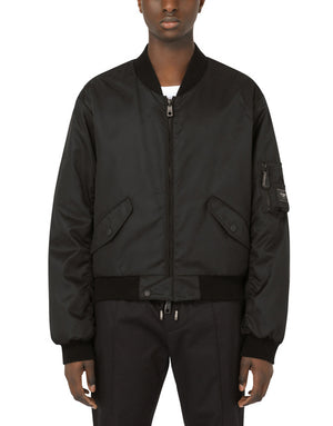 NYLON JACKET WITH BRANDED PLATE