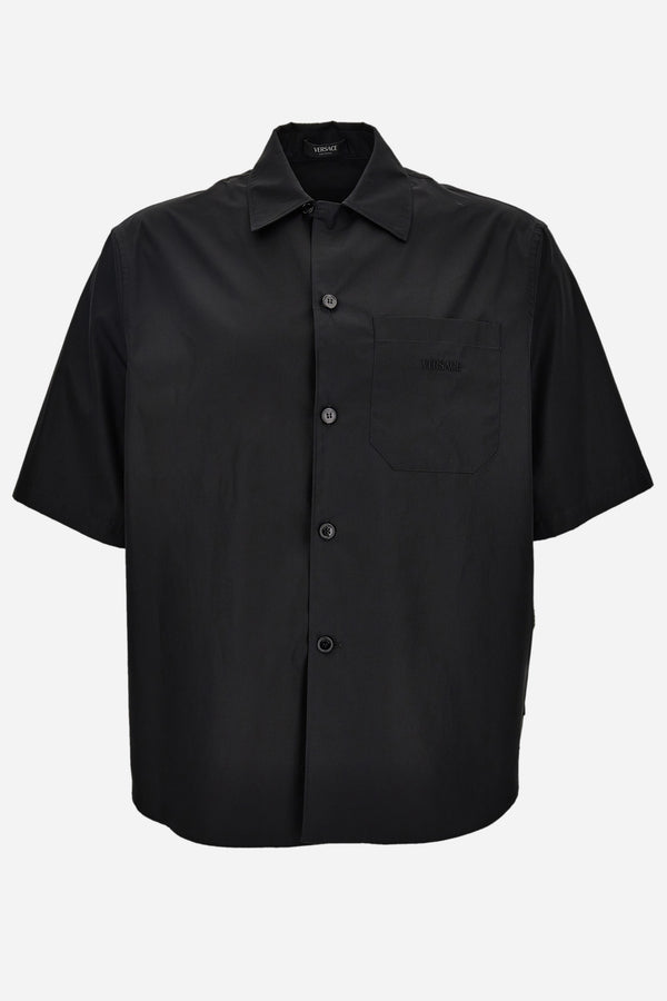Informal Shirt In Cotton Poplin Fabric-Silk Twill Medusa Cameo Print-Versace Embroidery