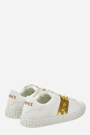 La Greca Sneaker In Free Organic Fabric-Laminated Calf-Meduse And Studs