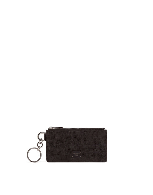 DAUPHINE CALFSKIN CARD HOLDER WITH RING BRANDED PLATE