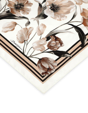 FLORAL-PRINT SILK BANDANNA (50X50)