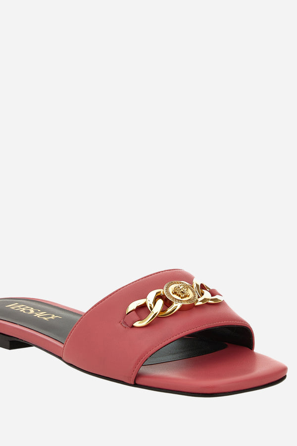 Icon Chain Flat Sandal  In Calf Leather