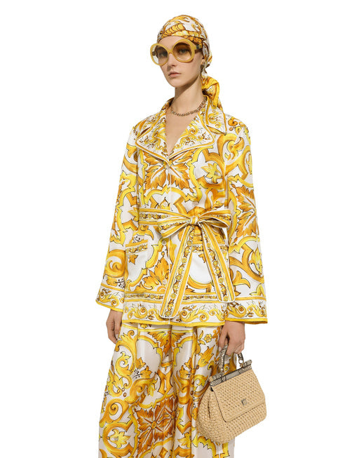 SILK TWILL PAJAMA SHIRT WITH MAJOLICA PRINT