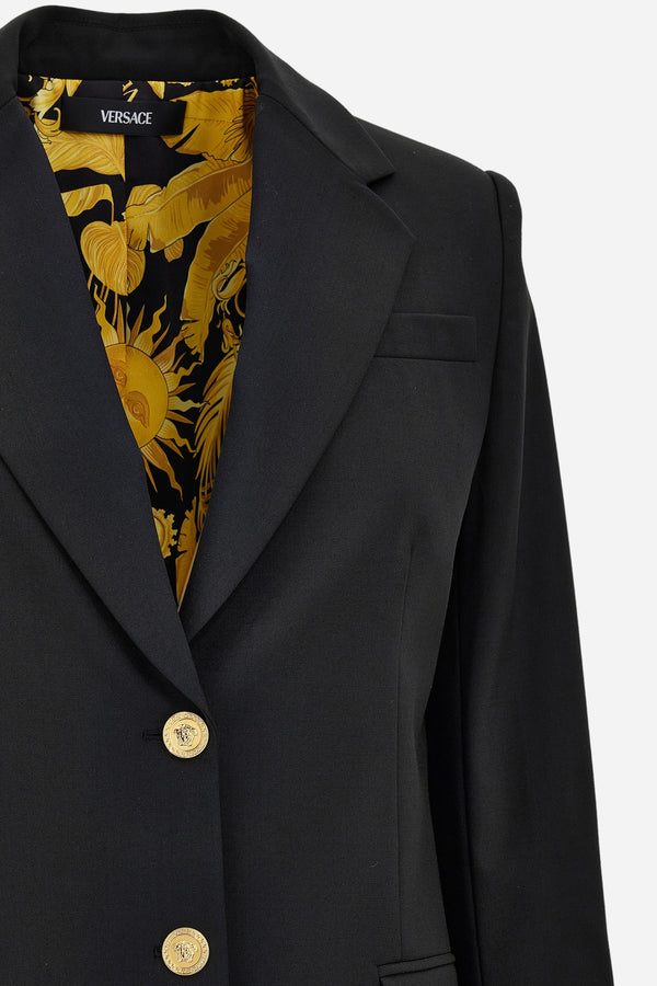Informal Jacket In Wool-Barocco Palm Allover Printed Lining