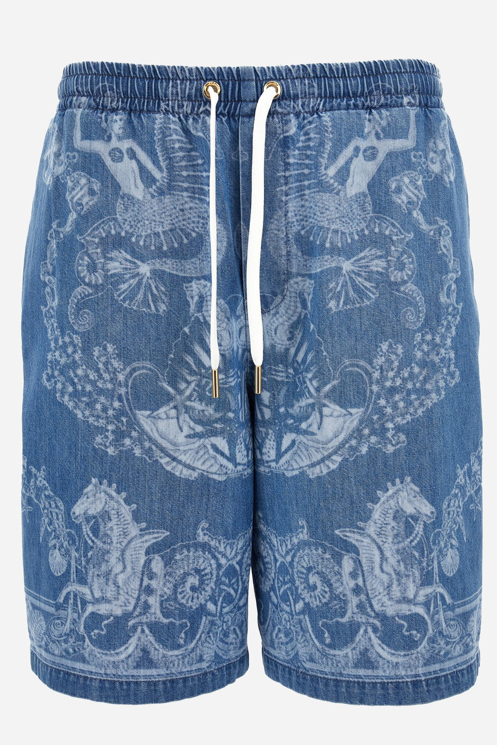 Short Denim In Stop Lasered Denim Holiday Print Medium Blue Wash