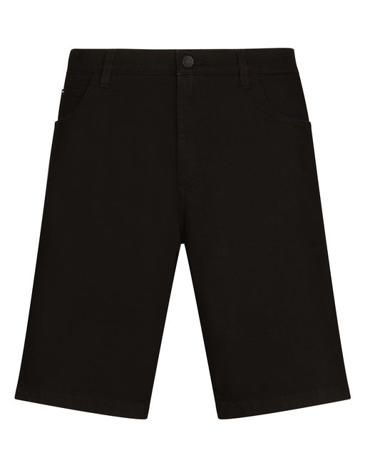 BLACK STRETCH DENIM SHORTS