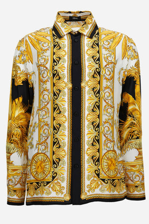 Informal Shirt In Barocco Palm Print Silk Fabric