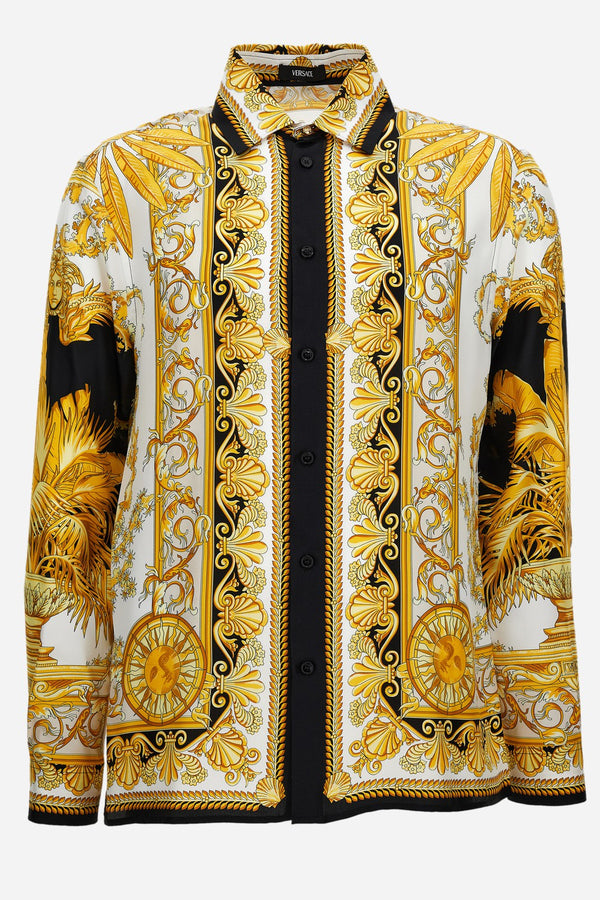 Informal Shirt In Barocco Palm Print Silk Fabric