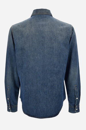 Shirt Denim In Denim Stop Wash Dirty Indigo + Medusa Patch