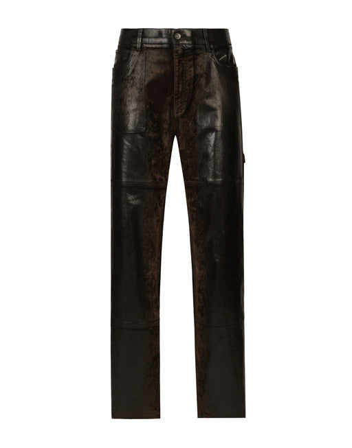 OVERSIZE COATED DENIM JEANS WITH SIDE POCKET
