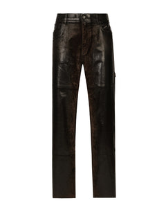 OVERSIZE COATED DENIM JEANS WITH SIDE POCKET