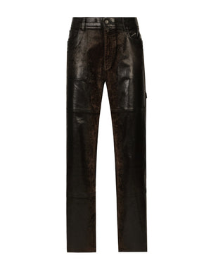 OVERSIZE COATED DENIM JEANS WITH SIDE POCKET