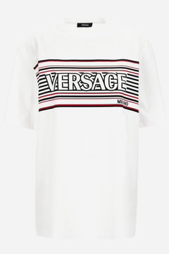 T-Shirt In Jersey Fabric-Stripe Versace Print