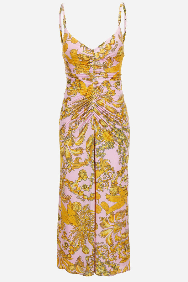 Dress In Jersey Barocco Palm Allover Print
