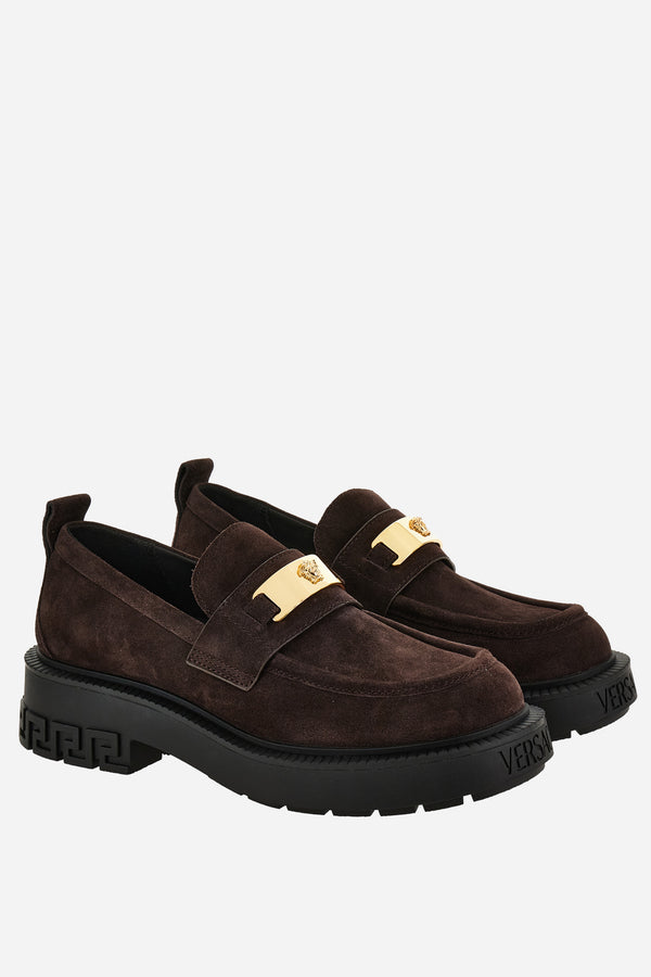 Versace Tank Loafer In Suede-Enamel Hw
