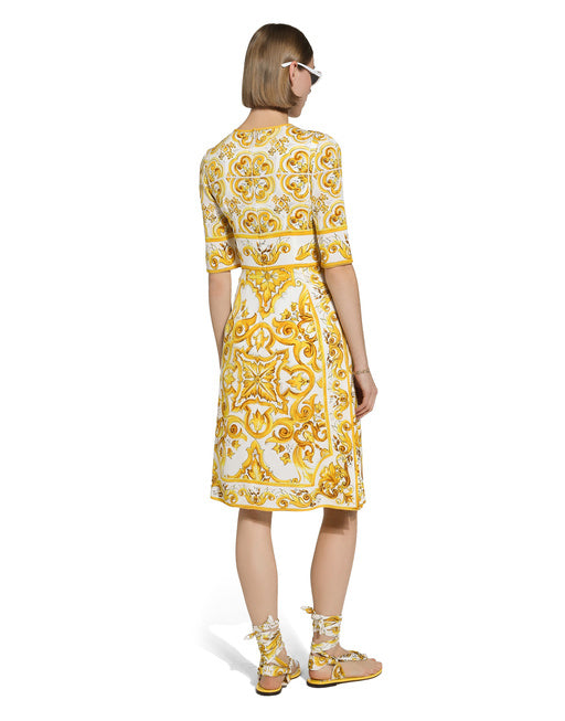 MIDI DRESS IN MAIOLICA PRINT CHARMEUSE