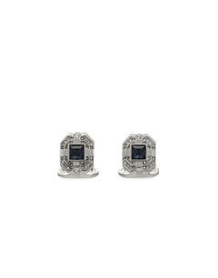 SILVER CUFFLINKS WITH CRYSTAL RHINESTONES