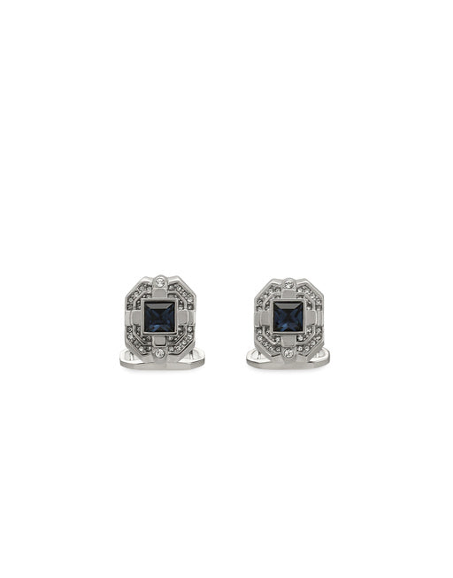 SILVER CUFFLINKS WITH CRYSTAL RHINESTONES