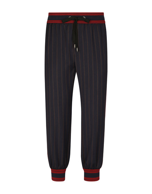 PINSTRIPE JOGGING PANTS WITH BRANDED BANDS