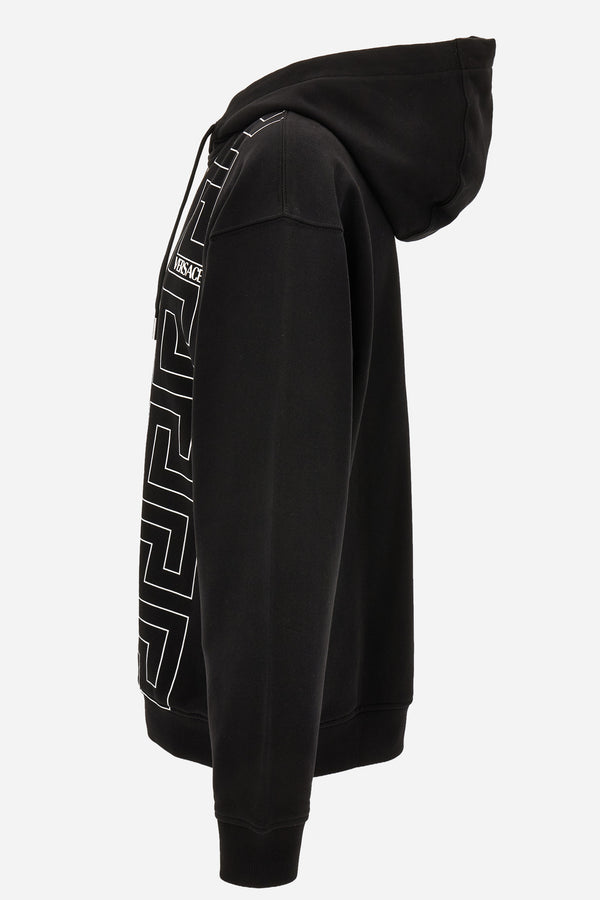 Sweatshirt In Unbrushed Fleece Fabric-Greek Key And Versace Print