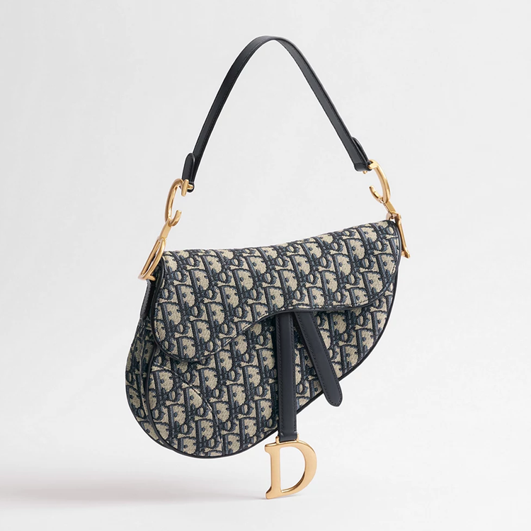 Saddle Jacquard Dior Oblique blu borsa a tracolla