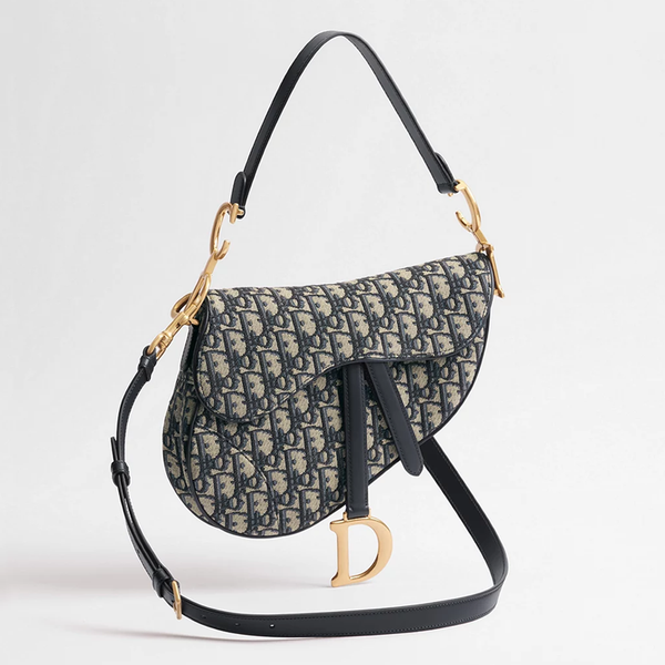 Saddle Jacquard Dior Oblique blu borsa a tracolla